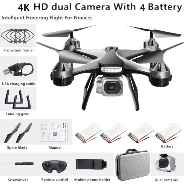 New Quadcopter UAV HD 4K Dual Camera Remote WiFi Controlled Drone