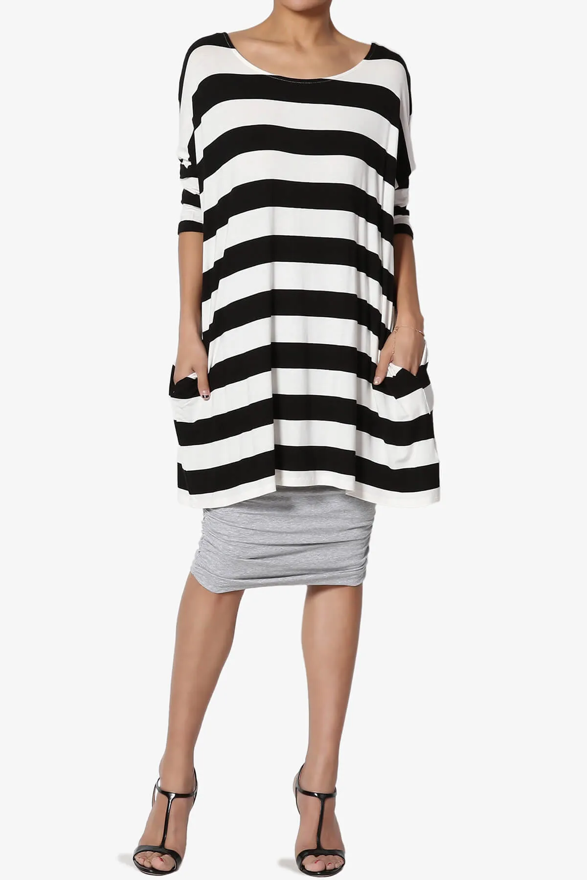 Timp Stripe Drop Shoulder Tunic Top